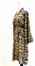 Top of the Line Silk Kimono Duster,  Rich Mixed Print (Black and Olive)