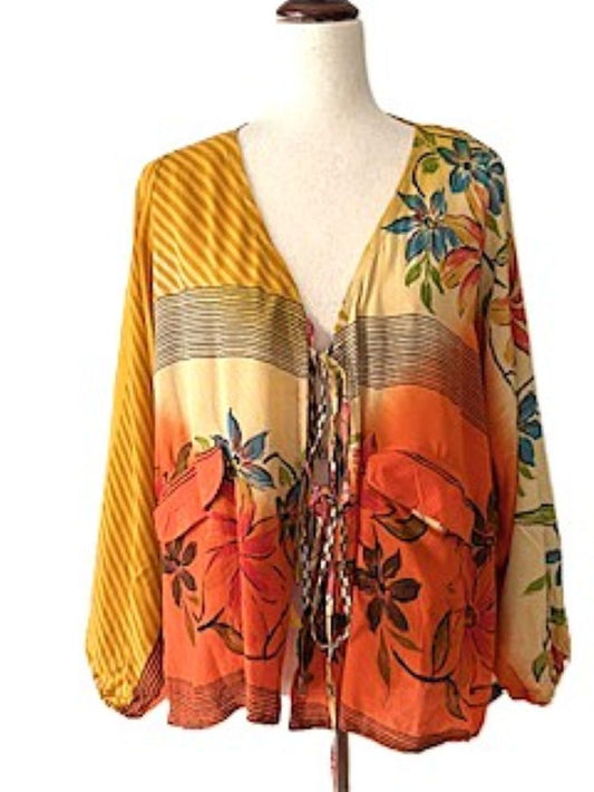 Kantha Bae Daisy Silk Butterfly Top (Orange)