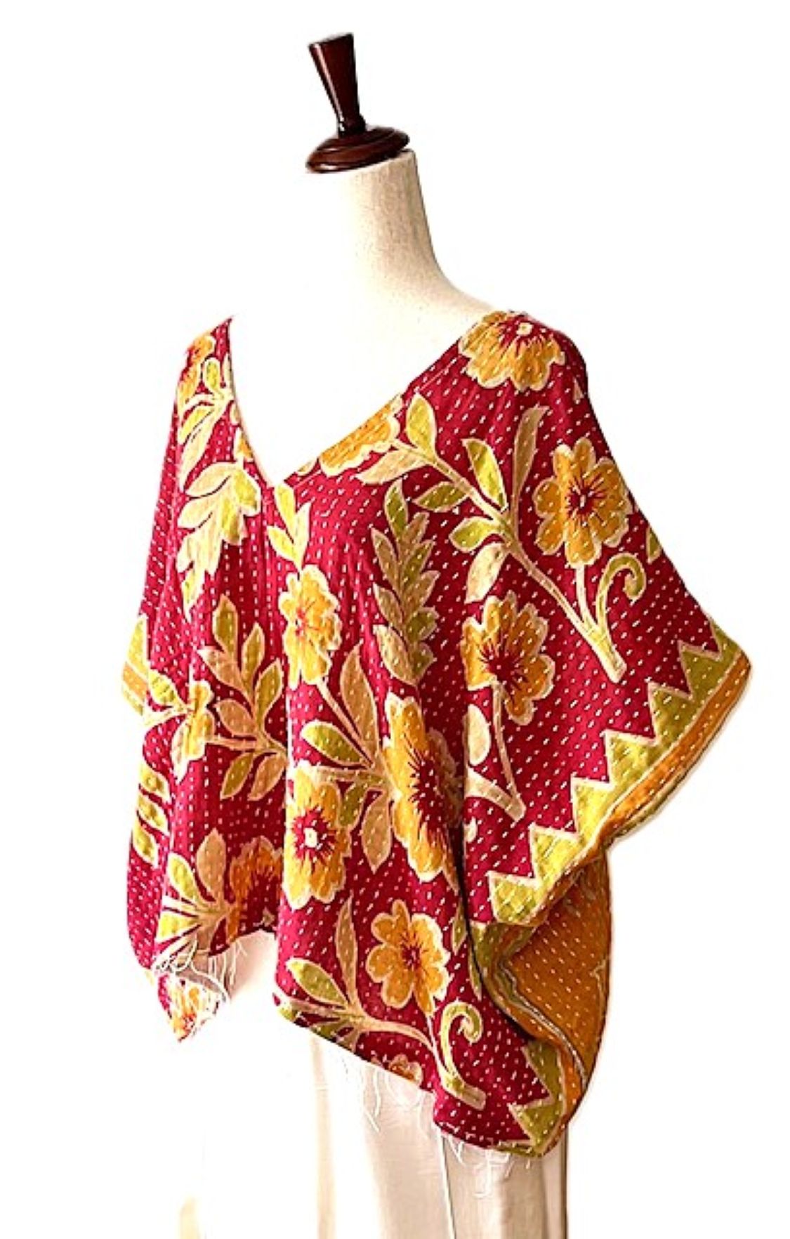 Kantha Bae  OG V Crop Top. Fully Reversible 4 Ways (Red)