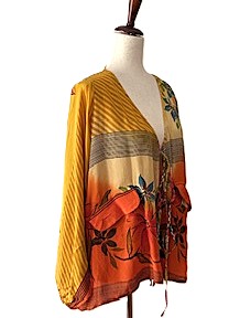 Kantha Bae Daisy Silk Butterfly Top (Orange)