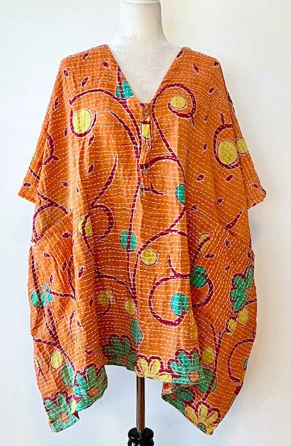 Kantha Bae Midi Muu Tunic (Orange)