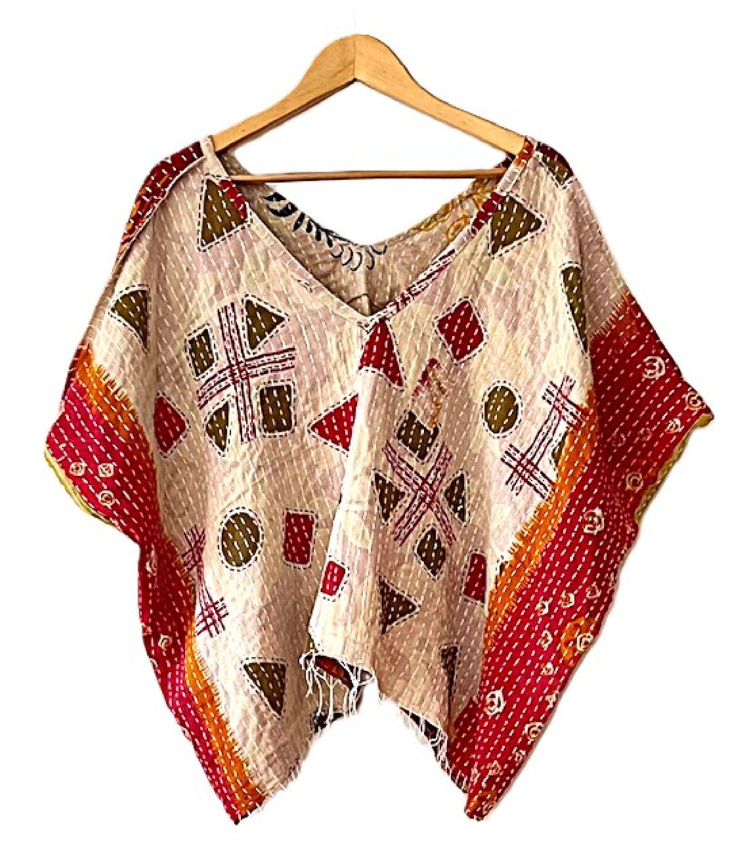 Kantha Bae  OG V Crop Top. Fully Reversible 4 Ways (Red)