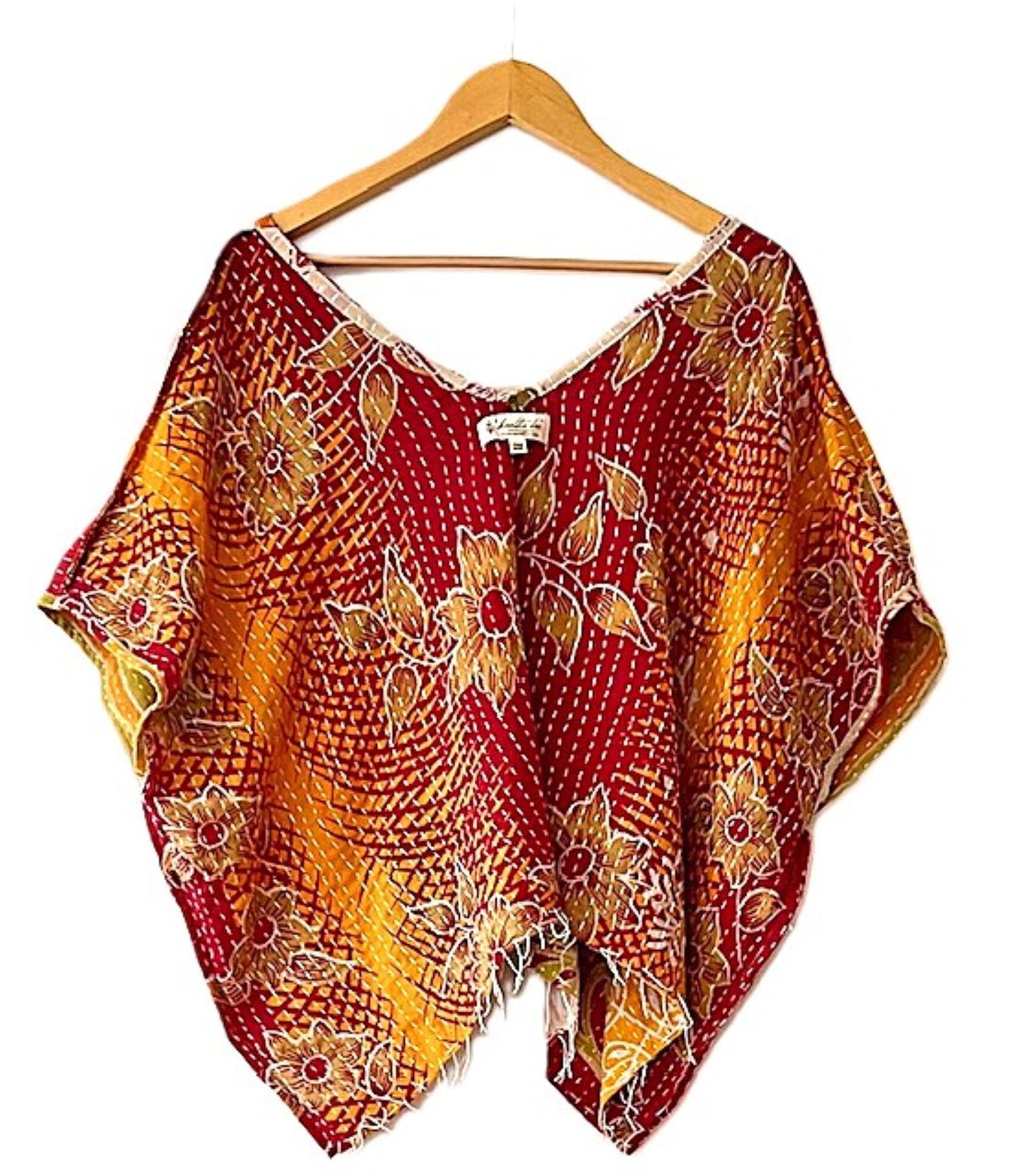 Kantha Bae  OG V Crop Top. Fully Reversible 4 Ways (Red)