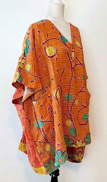 Kantha Bae Midi Muu Tunic (Orange)