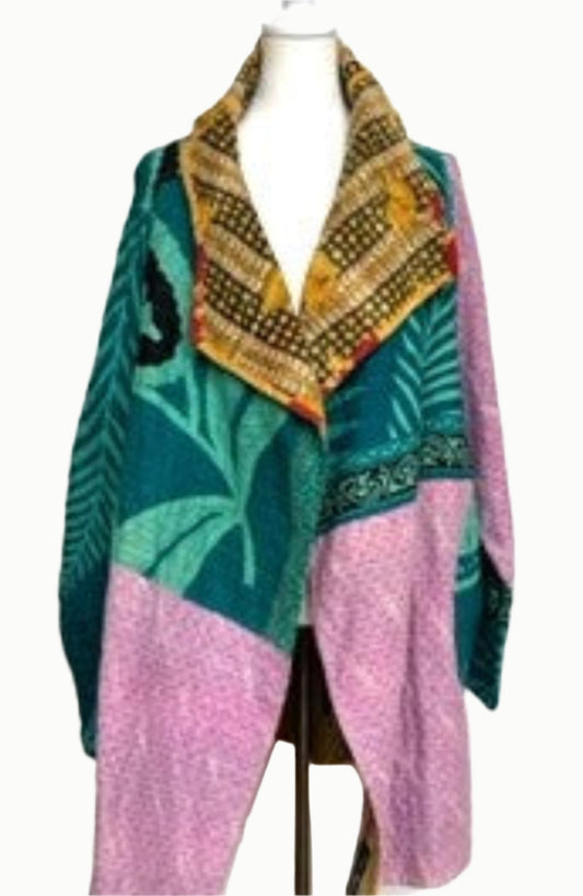 High Fashion Kantha Jackets Are in Demand (Pink/Green)