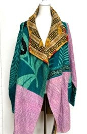 High Fashion Kantha Jackets Are in Demand (Pink/Green)