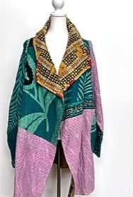 High Fashion Kantha Jackets Are in Demand (Pink/Green)