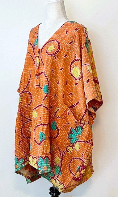 Kantha Bae Midi Muu Tunic (Orange)