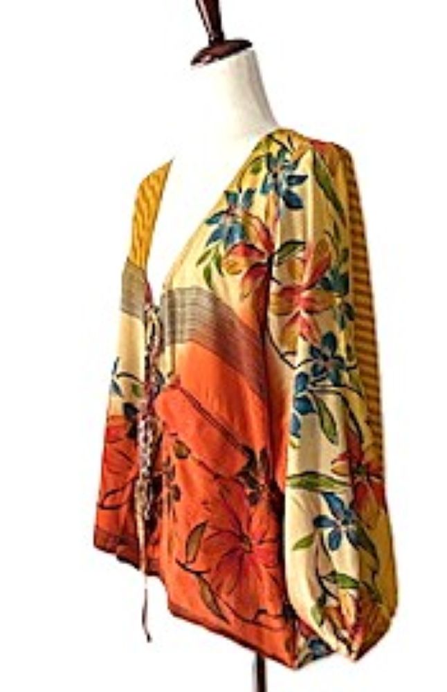 Kantha Bae Daisy Silk Butterfly Top (Orange)