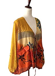 Kantha Bae Daisy Silk Butterfly Top (Orange)
