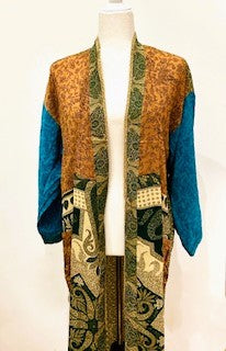 Top of the Line Silk Kimono Duster Is Complex and Sophisticated (Bronze and Gold)