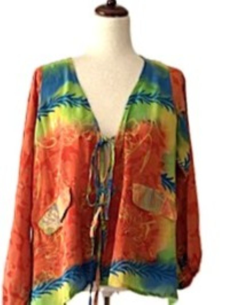 Kantha Bae Daisy Silk Butterfly Top is Groovy (Orange)