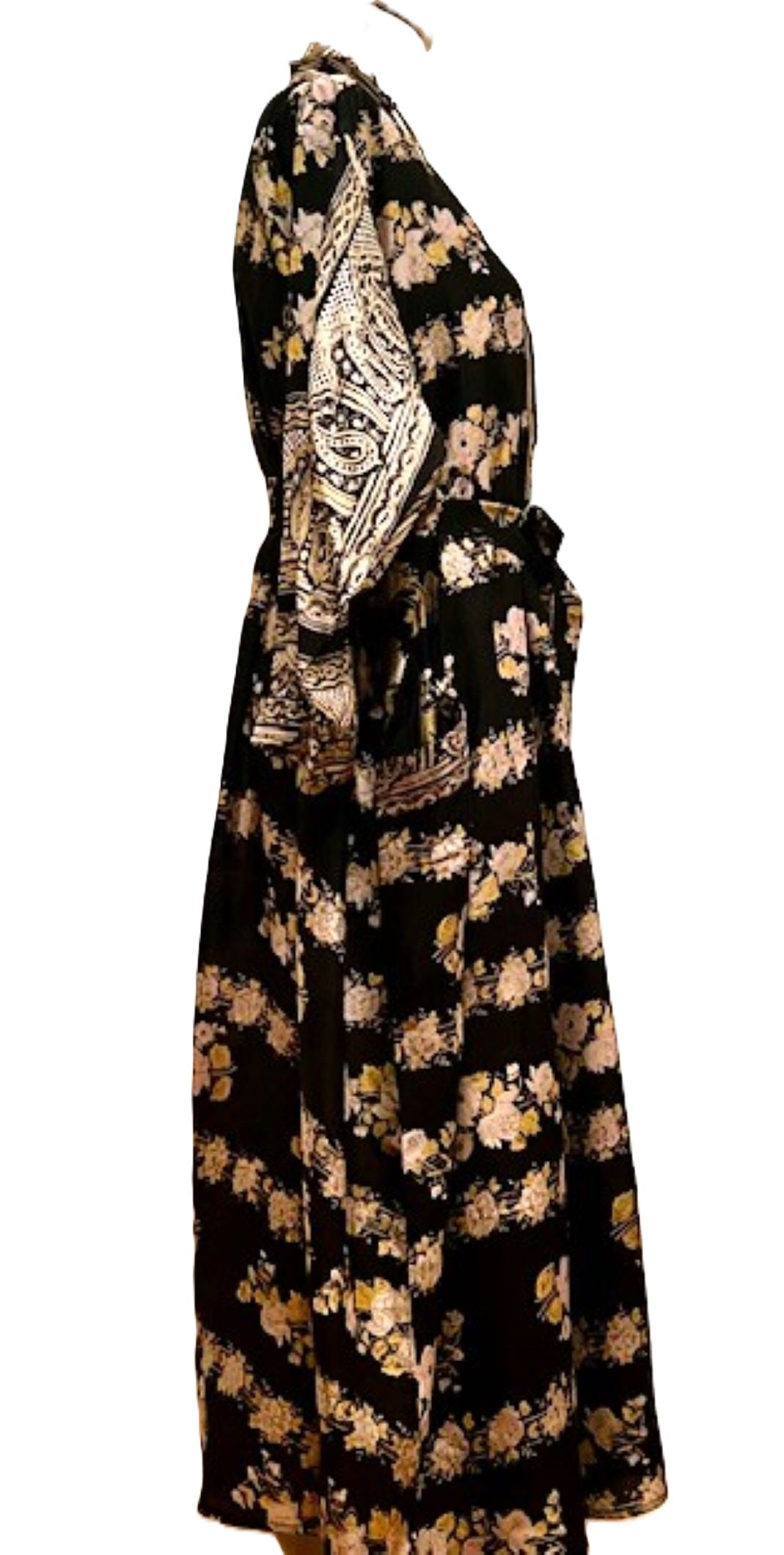 Long Silk Serenity Kimono Duster Is Striking In A Rich, Floral Print