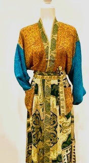 Top of the Line Silk Kimono Duster Is Complex and Sophisticated (Bronze and Gold)