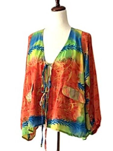 Kantha Bae Daisy Silk Butterfly Top is Groovy (Orange)