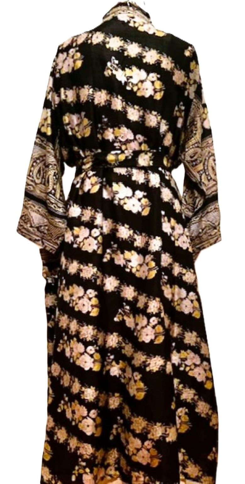 Long Silk Serenity Kimono Duster Is Striking In A Rich, Floral Print