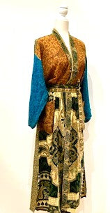 Top of the Line Silk Kimono Duster Is Complex and Sophisticated (Bronze and Gold)