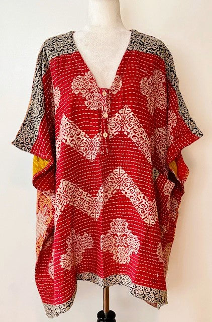 Kantha Bae Midi Muu Tunic (Red)