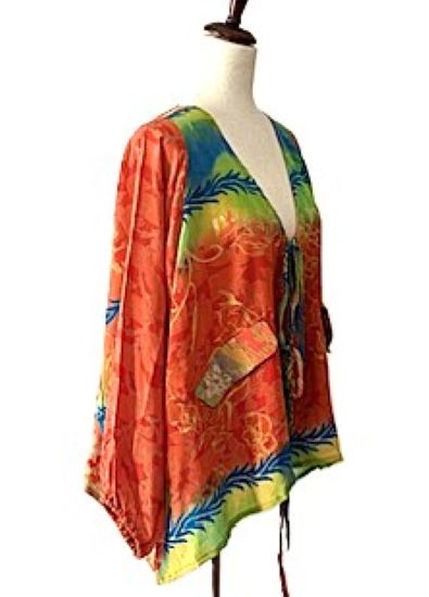 Kantha Bae Daisy Silk Butterfly Top is Groovy (Orange)