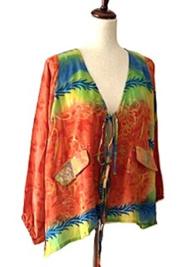 Kantha Bae Daisy Silk Butterfly Top is Groovy (Orange)