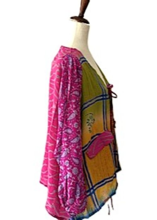 Kantha Bae Crepe Silk Butterfly Top is Groovy (Pink)