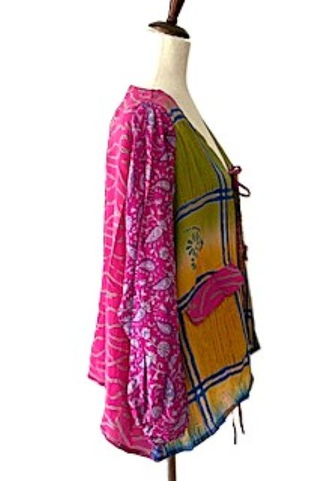 Kantha Bae Crepe Silk Butterfly Top is Groovy (Pink)