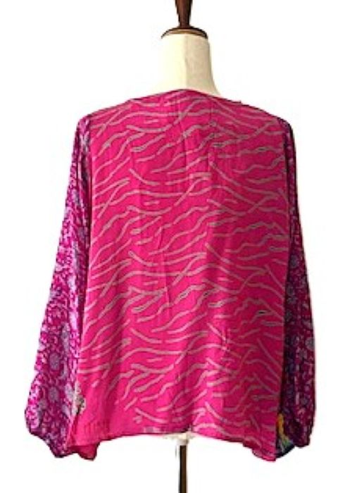 Kantha Bae Crepe Silk Butterfly Top is Groovy (Pink)