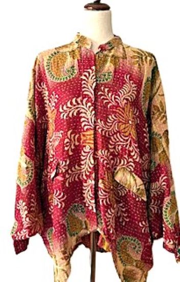 Kantha Bae Cotton Butterfly Top (Red)