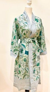 Short Floral Block Print Cotton Kimono Robe Is A Breath of Fresh Air