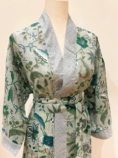 Short Floral Block Print Cotton Kimono Robe Is A Breath of Fresh Air