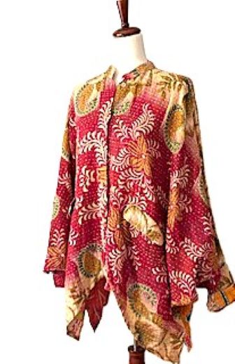 Kantha Bae Cotton Butterfly Top (Red)