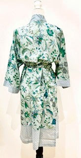 Short Floral Block Print Cotton Kimono Robe Is A Breath of Fresh Air