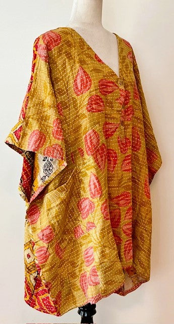 Kantha Bae Midi Muu Tunic (Red Leaves)