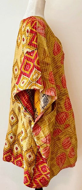 Kantha Bae Midi Muu Tunic (Red Leaves)