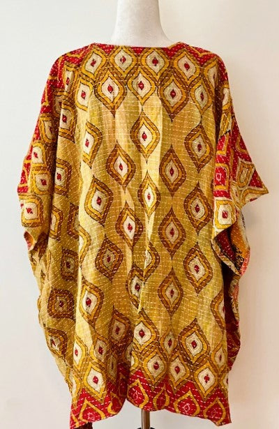 Kantha Bae Midi Muu Tunic (Red Leaves)