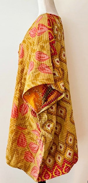 Kantha Bae Midi Muu Tunic (Red Leaves)