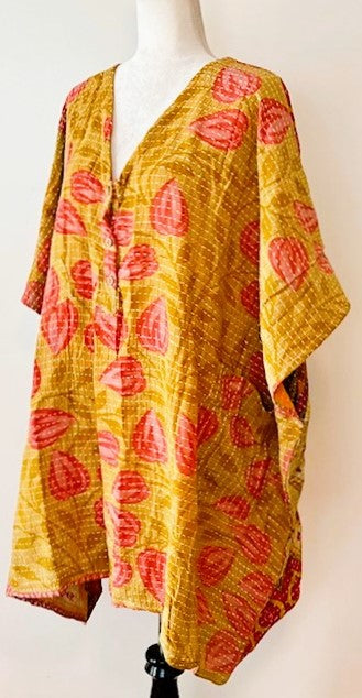 Kantha Bae Midi Muu Tunic (Red Leaves)