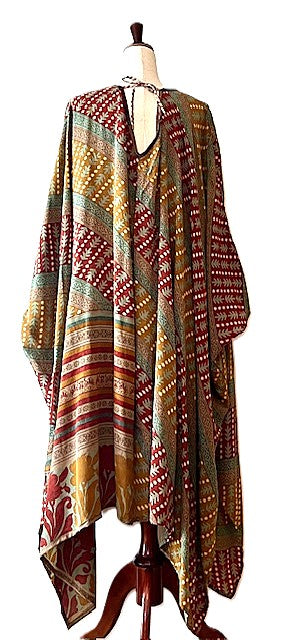 Kantha Bae New Orchid Silk Kimono With Tie . Chic. (Olive Stripe)