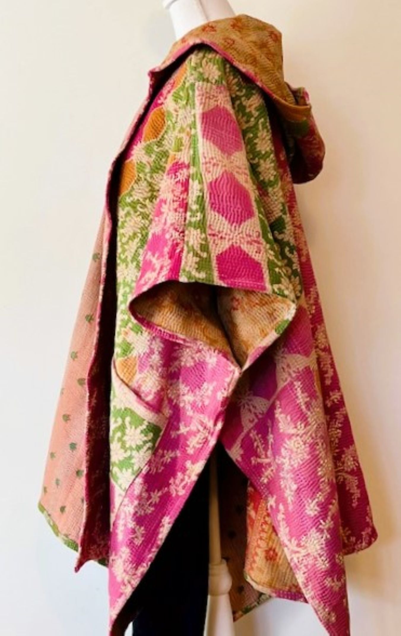 Kantha Bae Knee Length Poncho Coat - Blooms