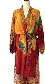Kantha Bae Long Silk Serenity Kimono Duster Is Striking In Rich, Vibrant Tropical Colors