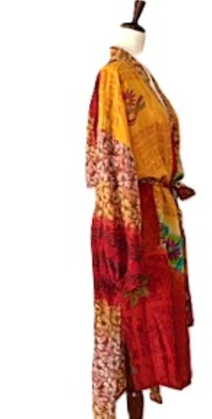Kantha Bae Long Silk Serenity Kimono Duster Is Striking In Rich, Vibrant Tropical Colors