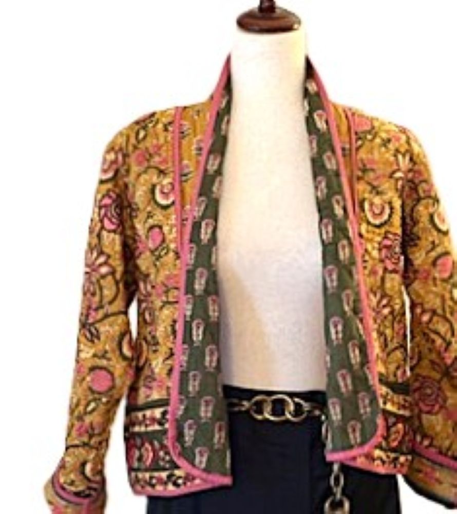 Specialty Collection: Handmade Patchwork Quilted Short Jacket. Fully Reversible (Multicolored)