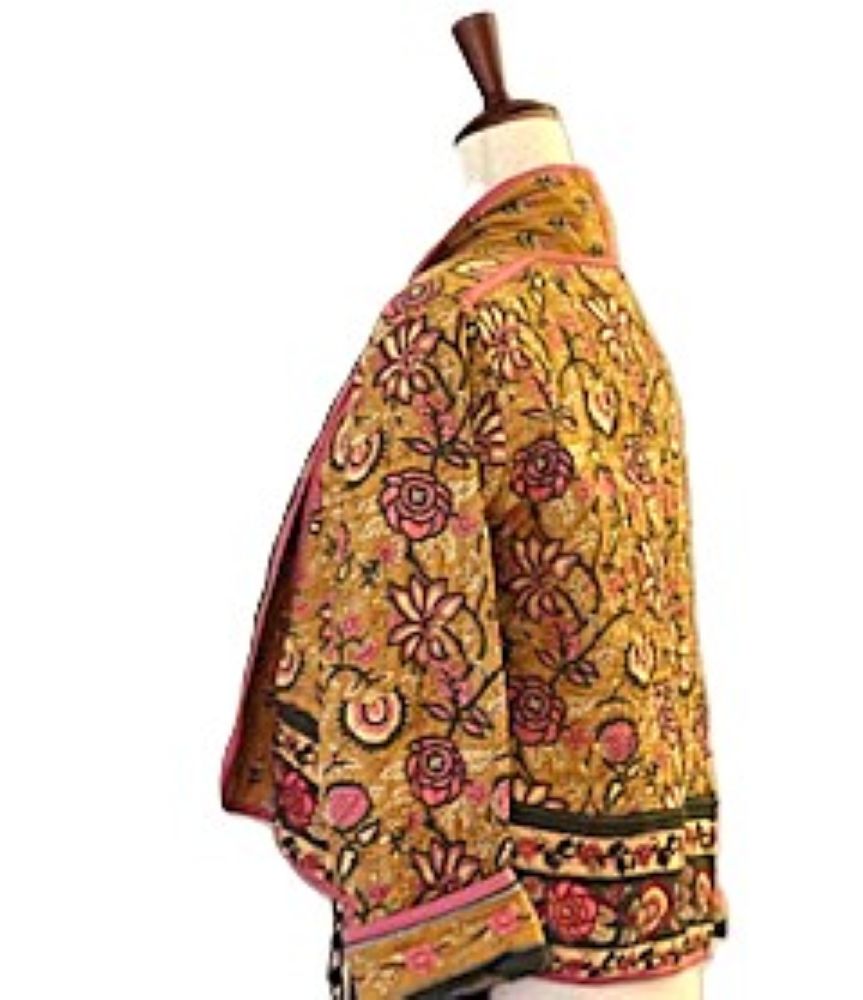 Specialty Collection: Handmade Patchwork Quilted Short Jacket. Fully Reversible (Multicolored)