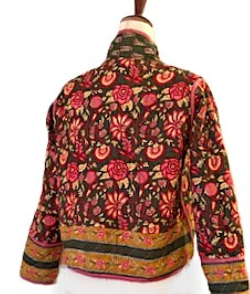 Specialty Collection: Handmade Patchwork Quilted Short Jacket. Fully Reversible (Multicolored)