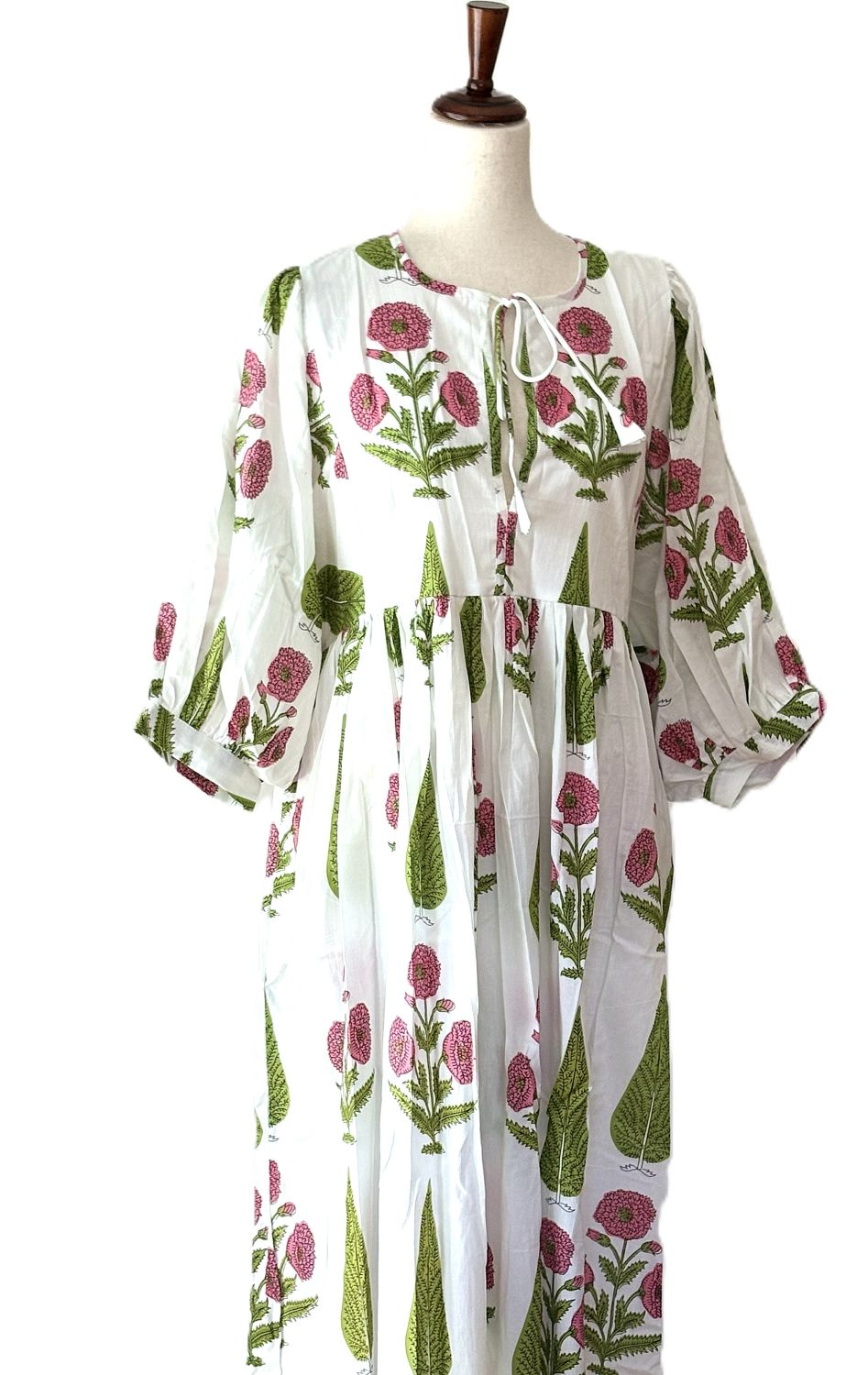 Dresses: Cotton Block Print Floral Midi Is Everyone's Favorite. Pink