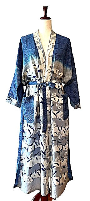 Luxurious Mixed Print Silk Kimono Duster. (Emerald) (Copy)