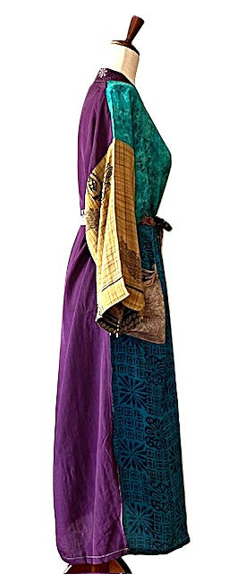 Luxurious Mixed Print Silk Kimono Duster. (Patchwork)