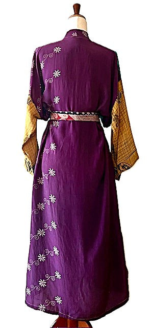 Luxurious Mixed Print Silk Kimono Duster. (Patchwork)