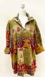Throw and Go Hoodies Redefines Kantha (Olive)