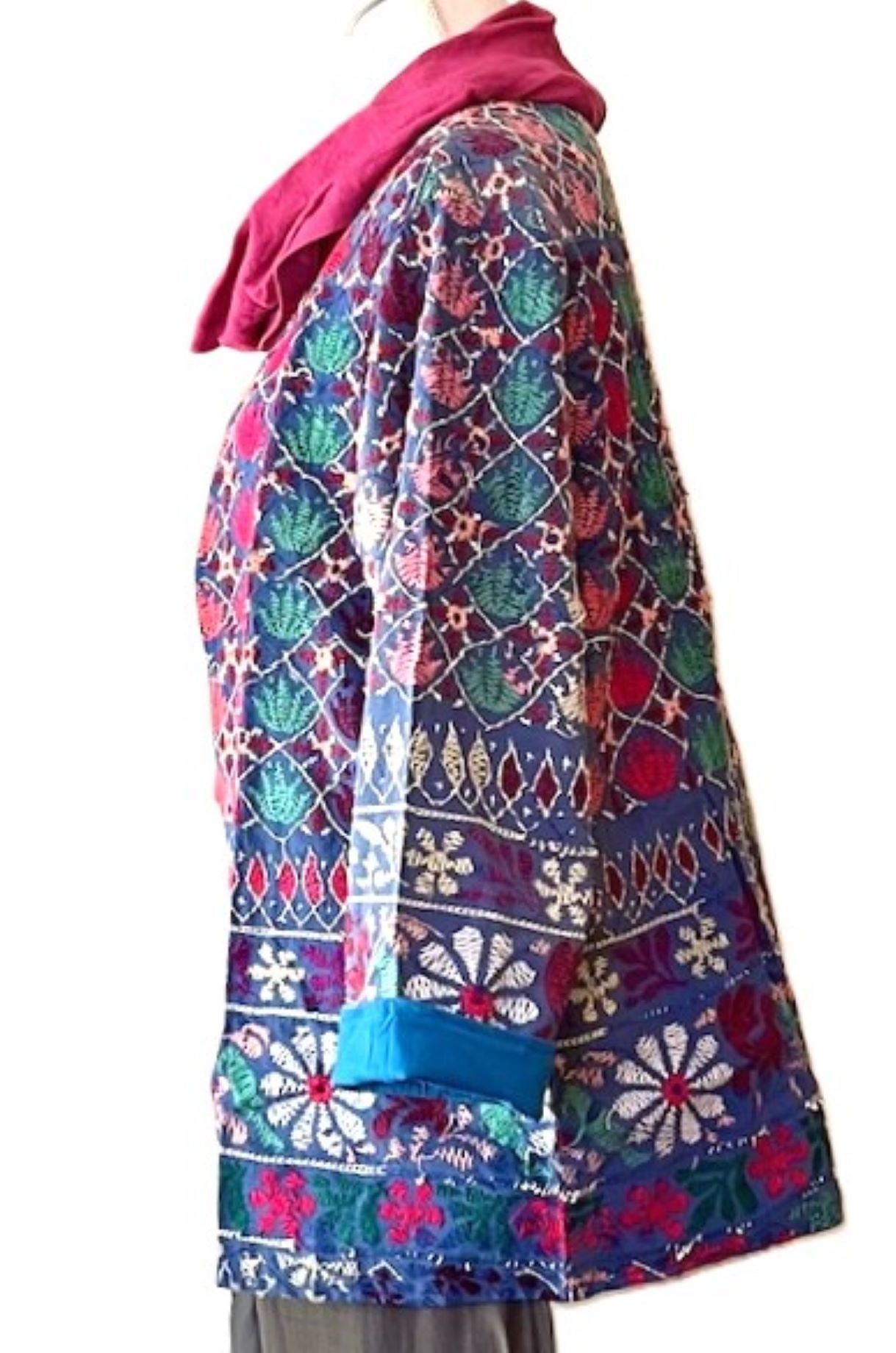 Short Hand Embroidered Jacket Mixed Colors (Blue)